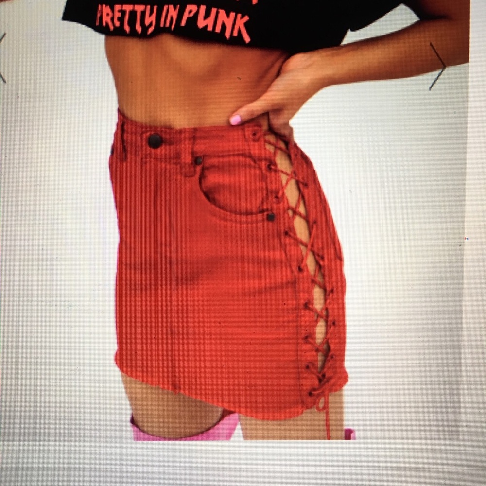 Denim tie up skirt